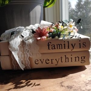 Farmhouse Style Decor / Stamped Stacked Book Set